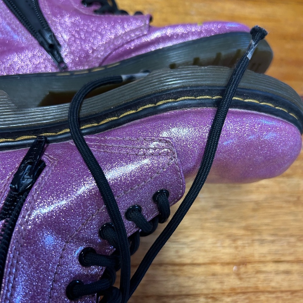 Dr. Martens Kids Sparkle Purple Lace-Up Boots - Picture 4 of 10